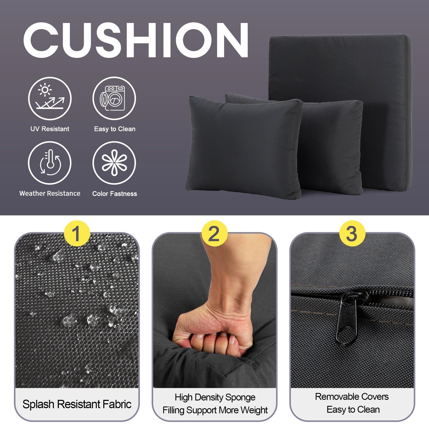 Set di divani componibili per esterni FINCATI in vimini grigio con tavolo e braciere