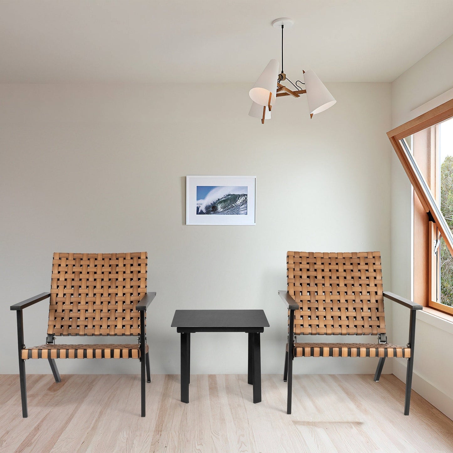 Set da bistrot per esterni in pelle intrecciata PE