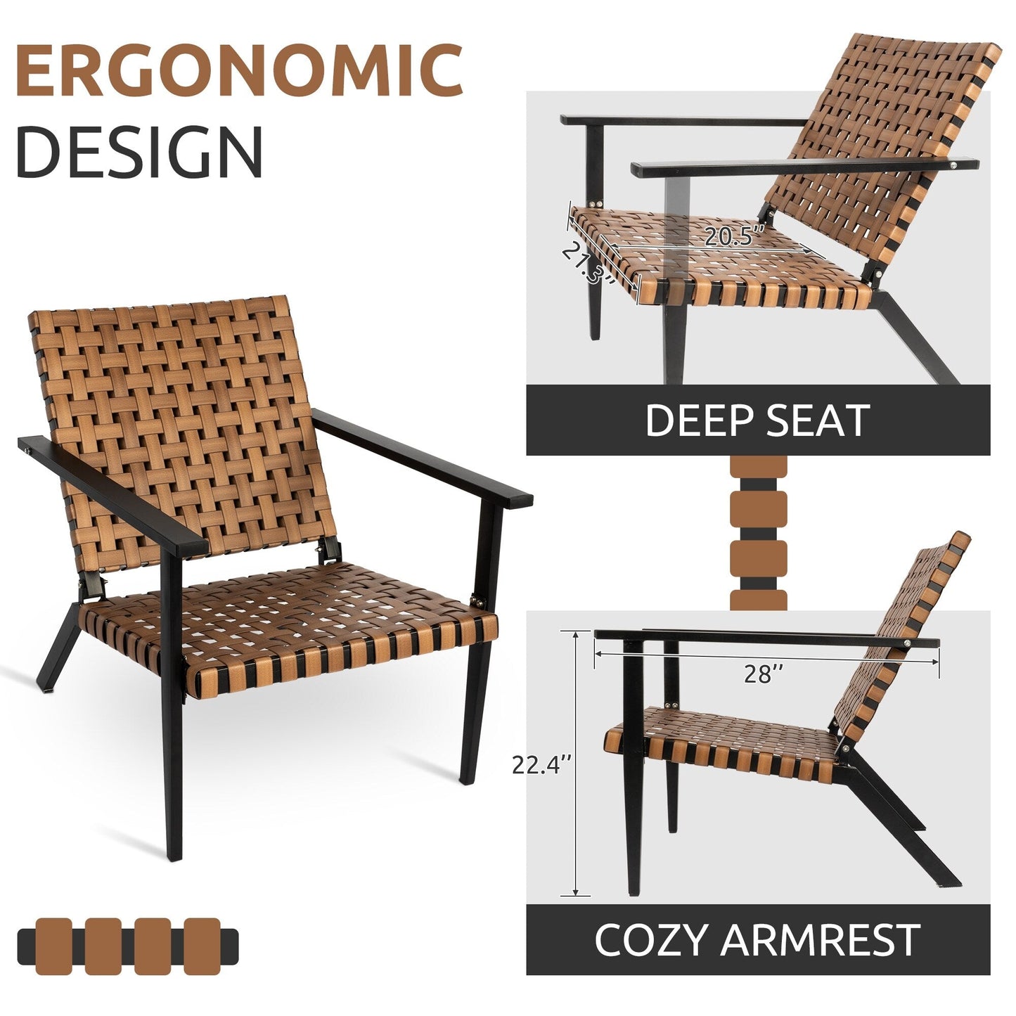 Set da bistrot per esterni in pelle intrecciata PE