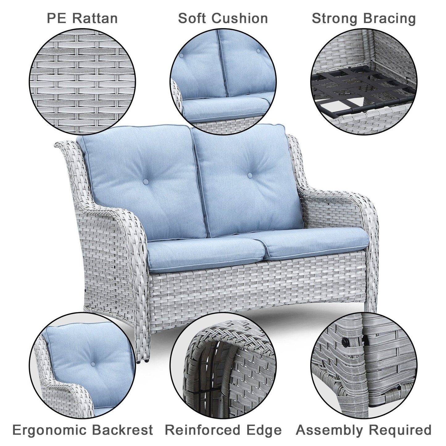 Divano da esterno Gymojoy in vimini, divano in rattan