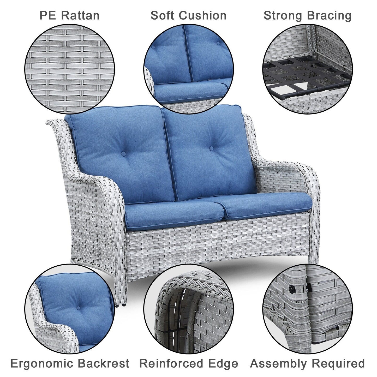 Divano da esterno Gymojoy in vimini, divano in rattan