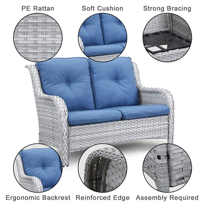 Divano da esterno Gymojoy in vimini, divano in rattan