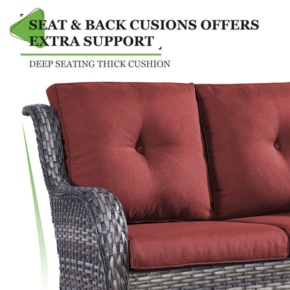 Divano da esterno Gymojoy in vimini, divano in rattan