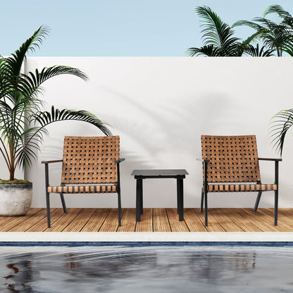 Set da bistrot per esterni in pelle intrecciata PE