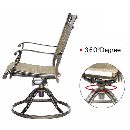 Sedia da pranzo girevole in alluminio per esterni (set da 2)