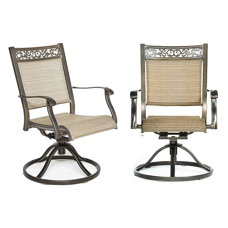 Sedia da pranzo girevole in alluminio per esterni (set da 2)