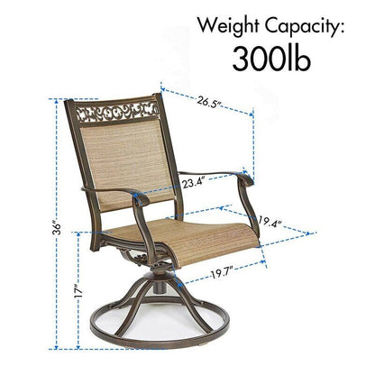 Sedia da pranzo girevole in alluminio per esterni (set da 2)