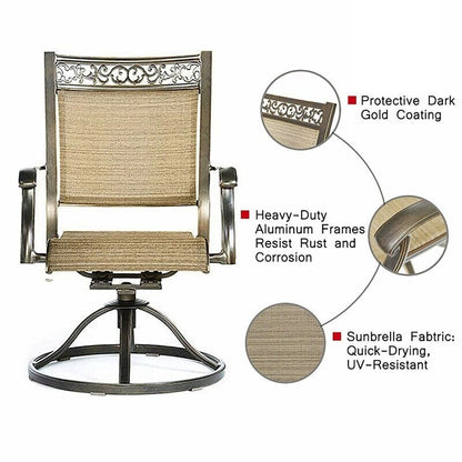 Sedia da pranzo girevole in alluminio per esterni (set da 2)