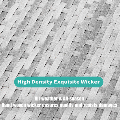 Set da bistrot da esterno per patio, 3 pezzi, struttura in ferro e rattan, grigio