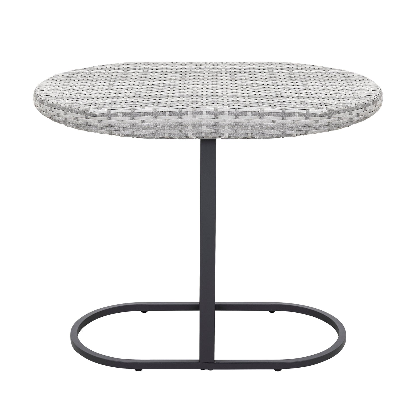 Set da bistrot da esterno per patio, 3 pezzi, struttura in ferro e rattan, grigio