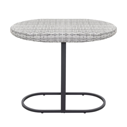 Set da bistrot da esterno per patio, 3 pezzi, struttura in ferro e rattan, grigio