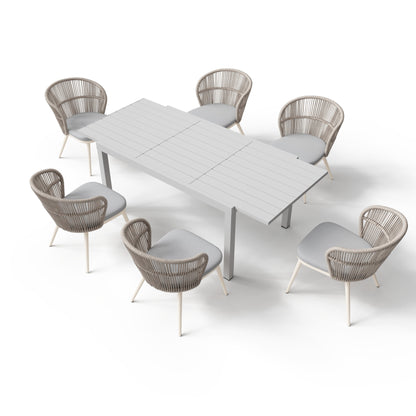 Set da pranzo per esterni con sedie e tavolo estensibile