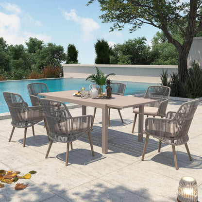 Set da pranzo per esterno con sedie e tavolo da pranzo estensibile (set da 7 pezzi)