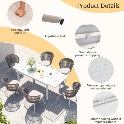 Set da pranzo per esterni con sedie e tavolo estensibile