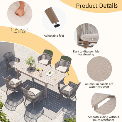 Set da pranzo per esterno con sedie e tavolo da pranzo estensibile (set da 7 pezzi)