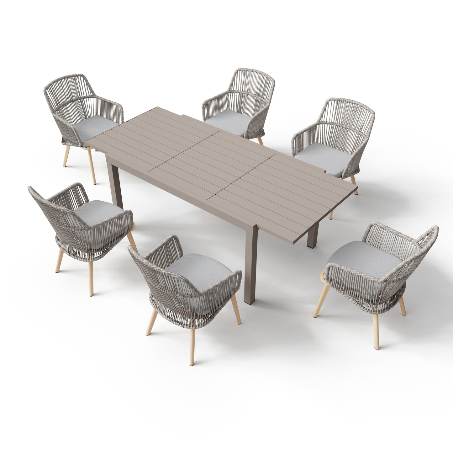 Set da pranzo per esterno con sedie e tavolo da pranzo estensibile (set da 7 pezzi)