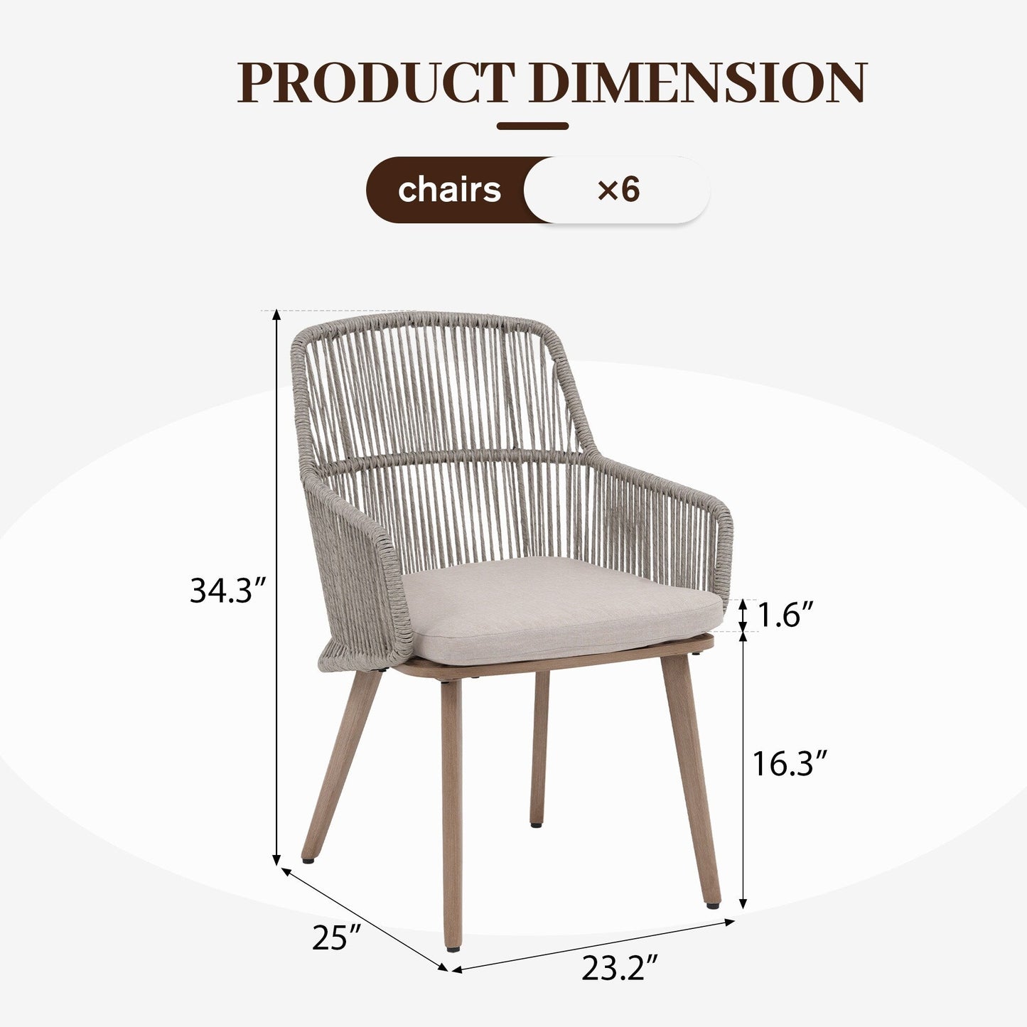 Set da pranzo per esterno con sedie e tavolo da pranzo estensibile (set da 7 pezzi)