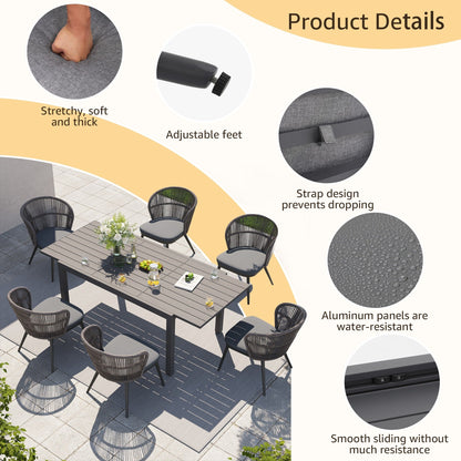 Set da pranzo per esterni con sedie e tavolo estensibile