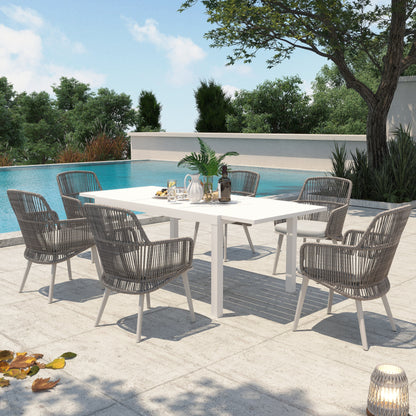 Set da pranzo per esterno con sedie e tavolo da pranzo estensibile (set da 7 pezzi)