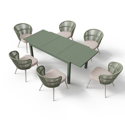 Set da pranzo per esterni con sedie e tavolo estensibile