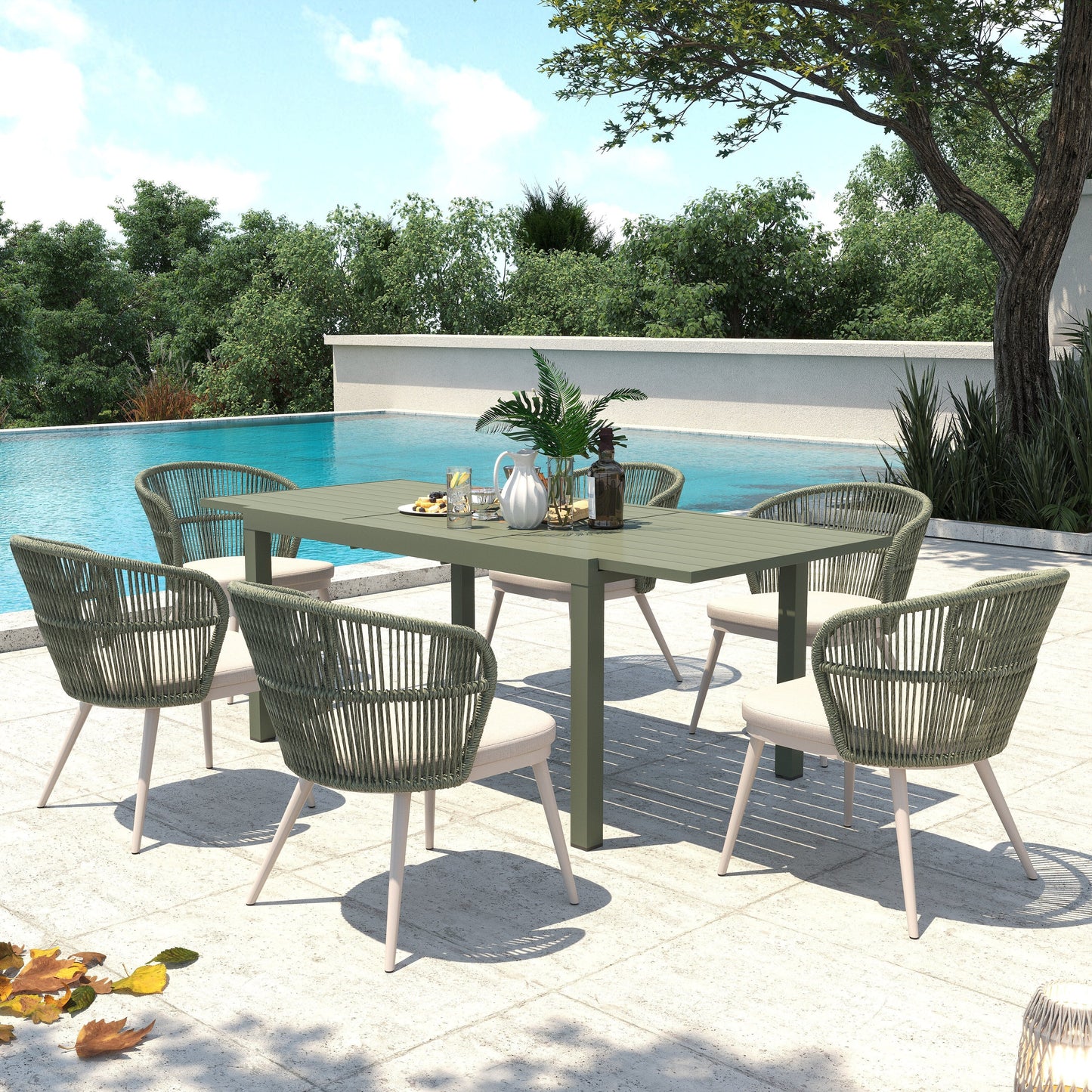 Set da pranzo per esterni con sedie e tavolo estensibile