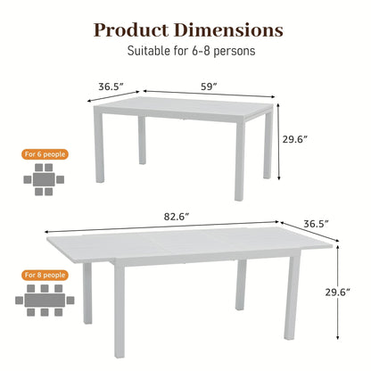 Set da pranzo per esterno con sedie e tavolo da pranzo estensibile (set da 7 pezzi)