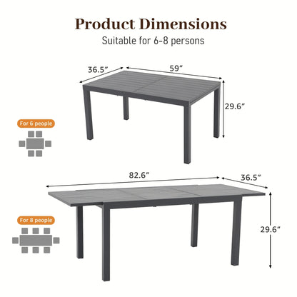 Set da pranzo per esterno con sedie e tavolo da pranzo estensibile (set da 7 pezzi)