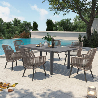 Set da pranzo per esterno con sedie e tavolo da pranzo estensibile (set da 7 pezzi)