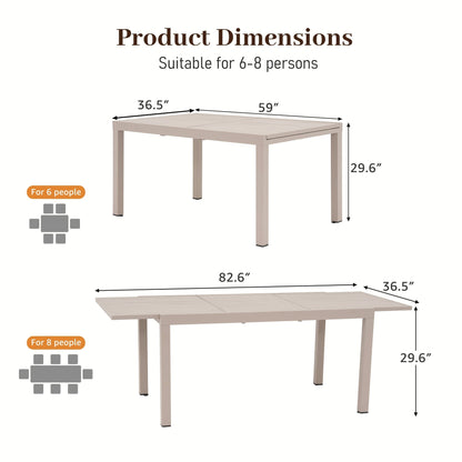 Set da pranzo per esterno con sedie e tavolo da pranzo estensibile (set da 7 pezzi)