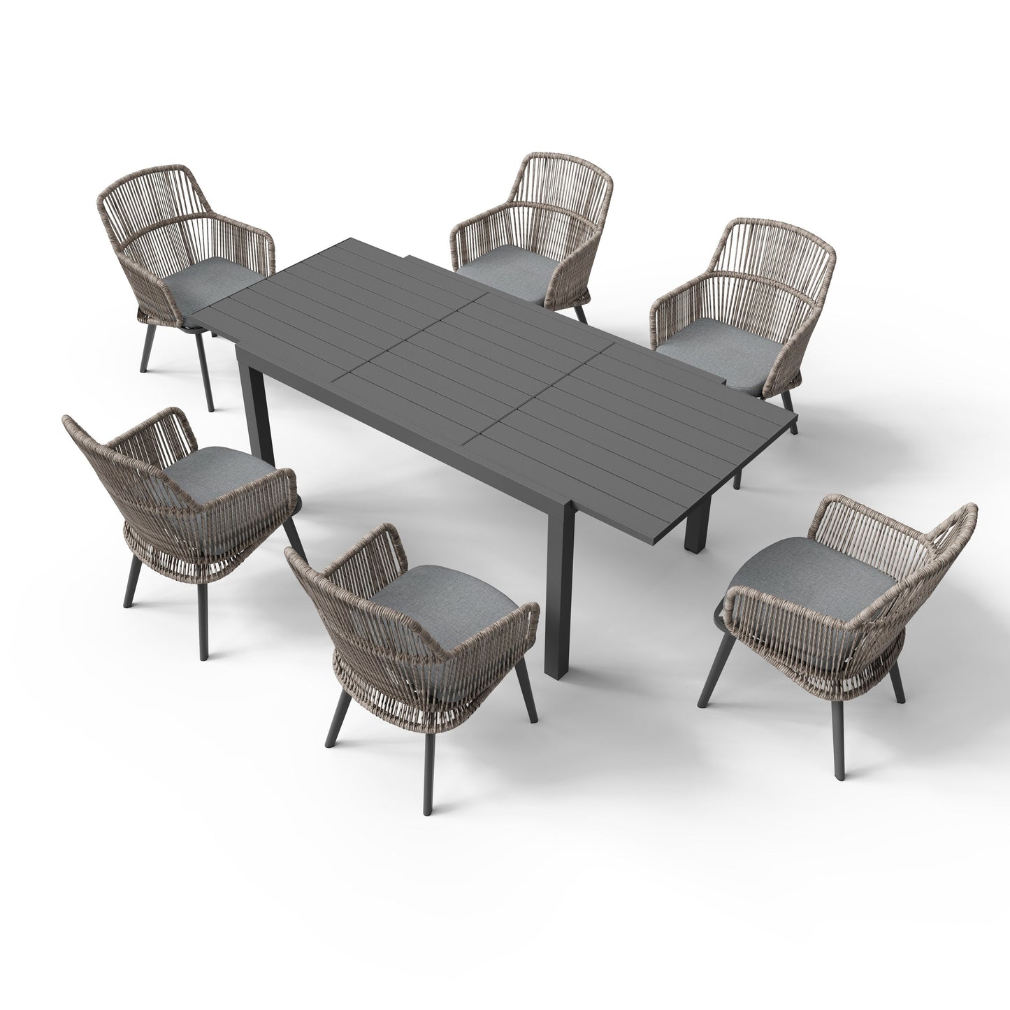 Set da pranzo per esterno con sedie e tavolo da pranzo estensibile (set da 7 pezzi)