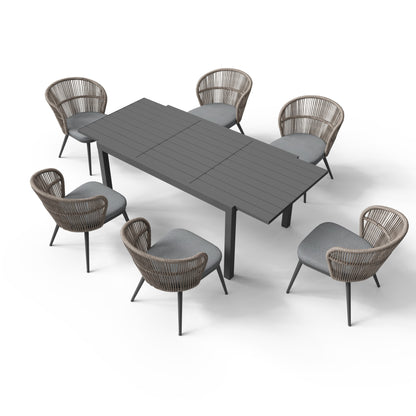 Set da pranzo per esterni con sedie e tavolo estensibile