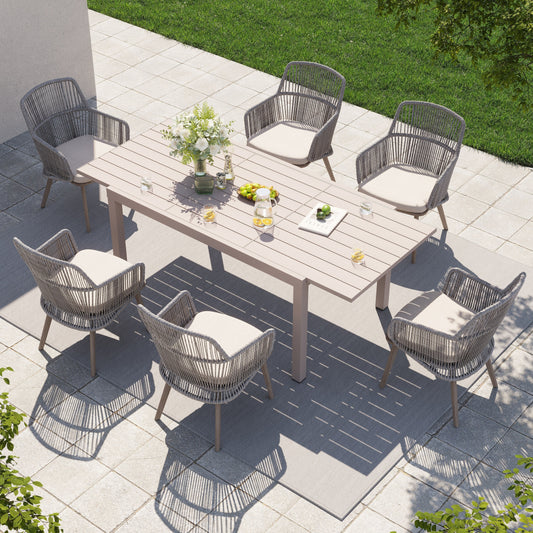 Set da pranzo per esterno con sedie e tavolo da pranzo estensibile (set da 7 pezzi)