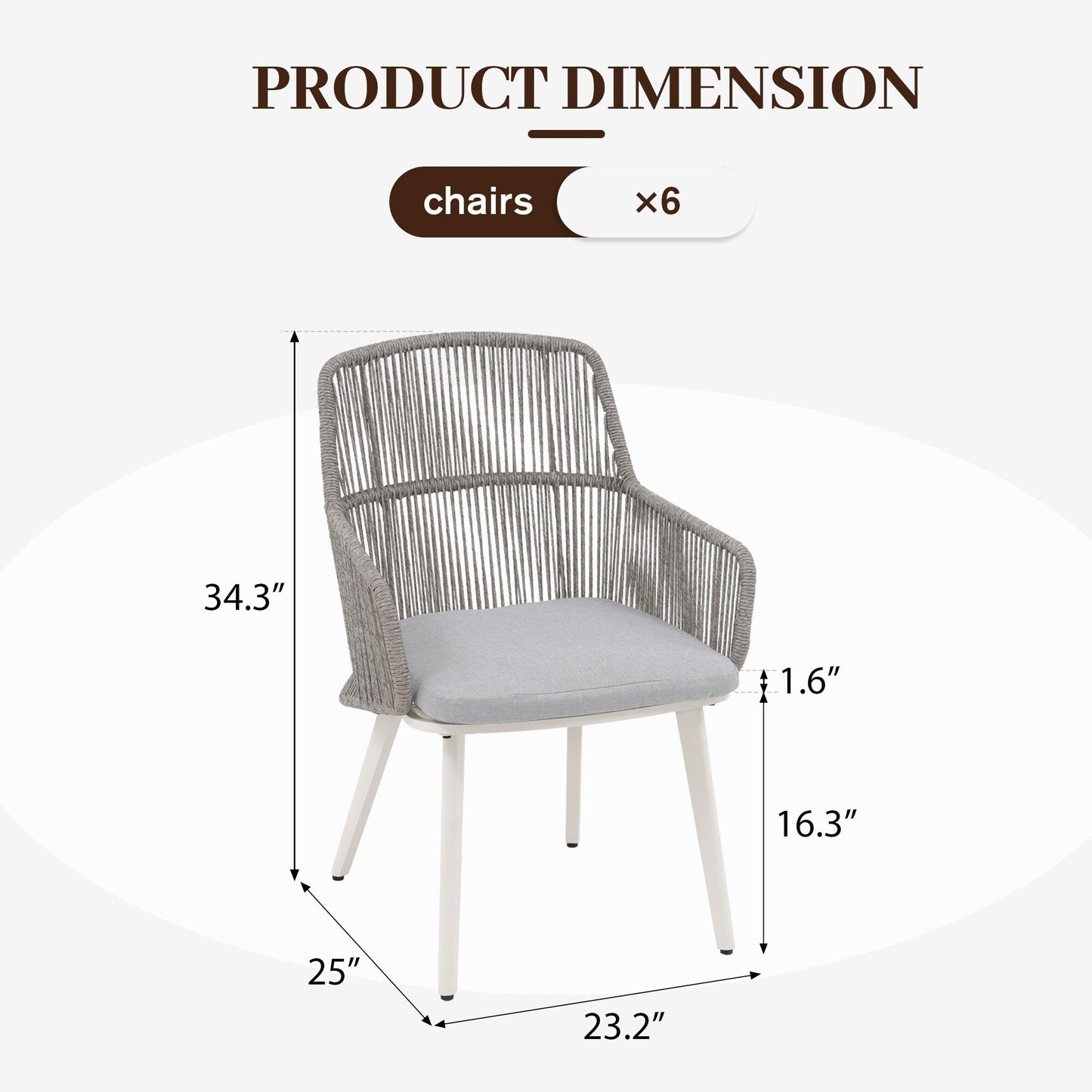 Set da pranzo per esterno con sedie e tavolo da pranzo estensibile (set da 7 pezzi)