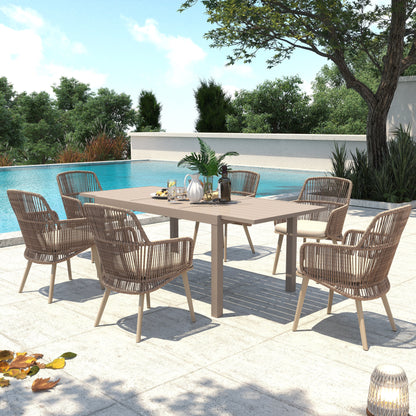 Set da pranzo per esterno con sedie e tavolo da pranzo estensibile (set da 7 pezzi)