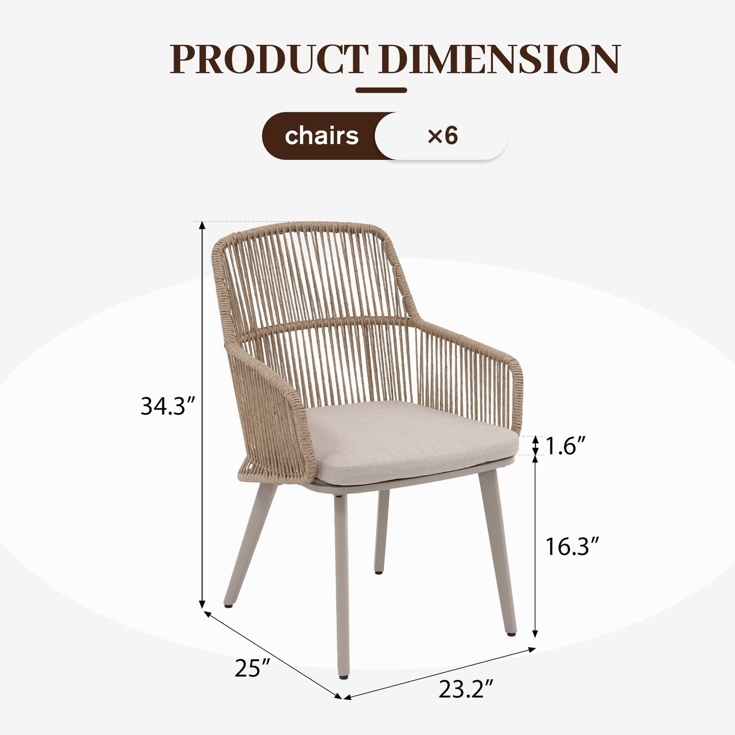 Set da pranzo per esterno con sedie e tavolo da pranzo estensibile (set da 7 pezzi)