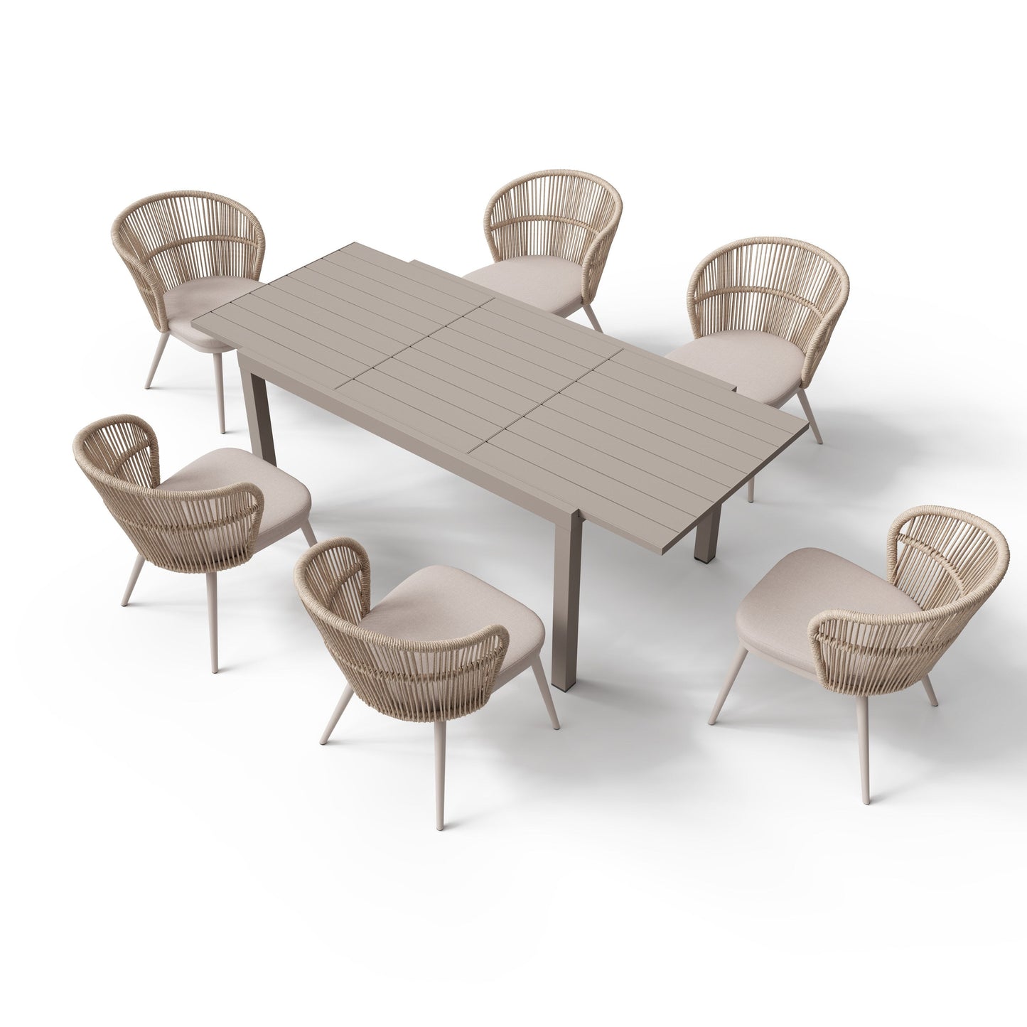 Set da pranzo per esterni con sedie e tavolo estensibile