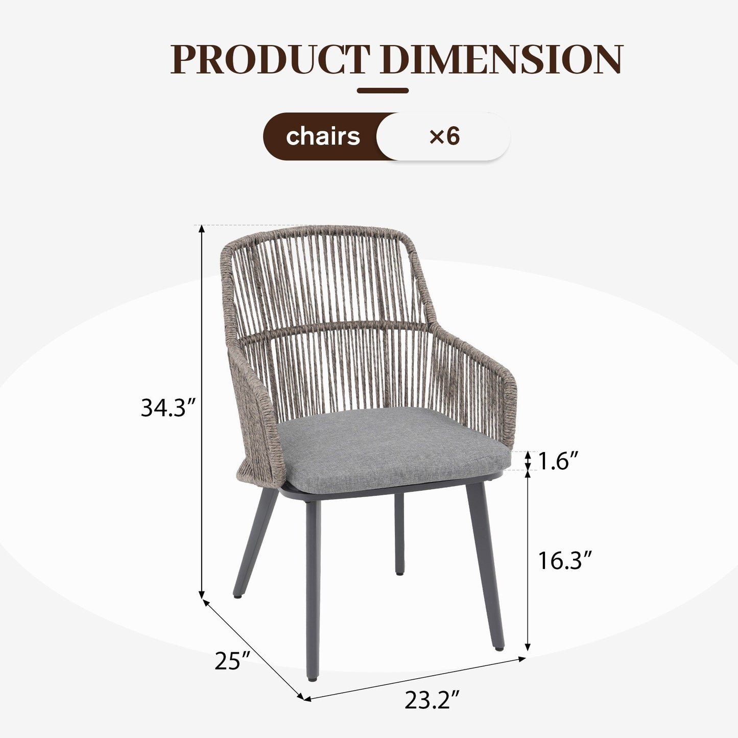 Set da pranzo per esterno con sedie e tavolo da pranzo estensibile (set da 7 pezzi)