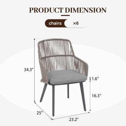 Set da pranzo per esterno con sedie e tavolo da pranzo estensibile (set da 7 pezzi)