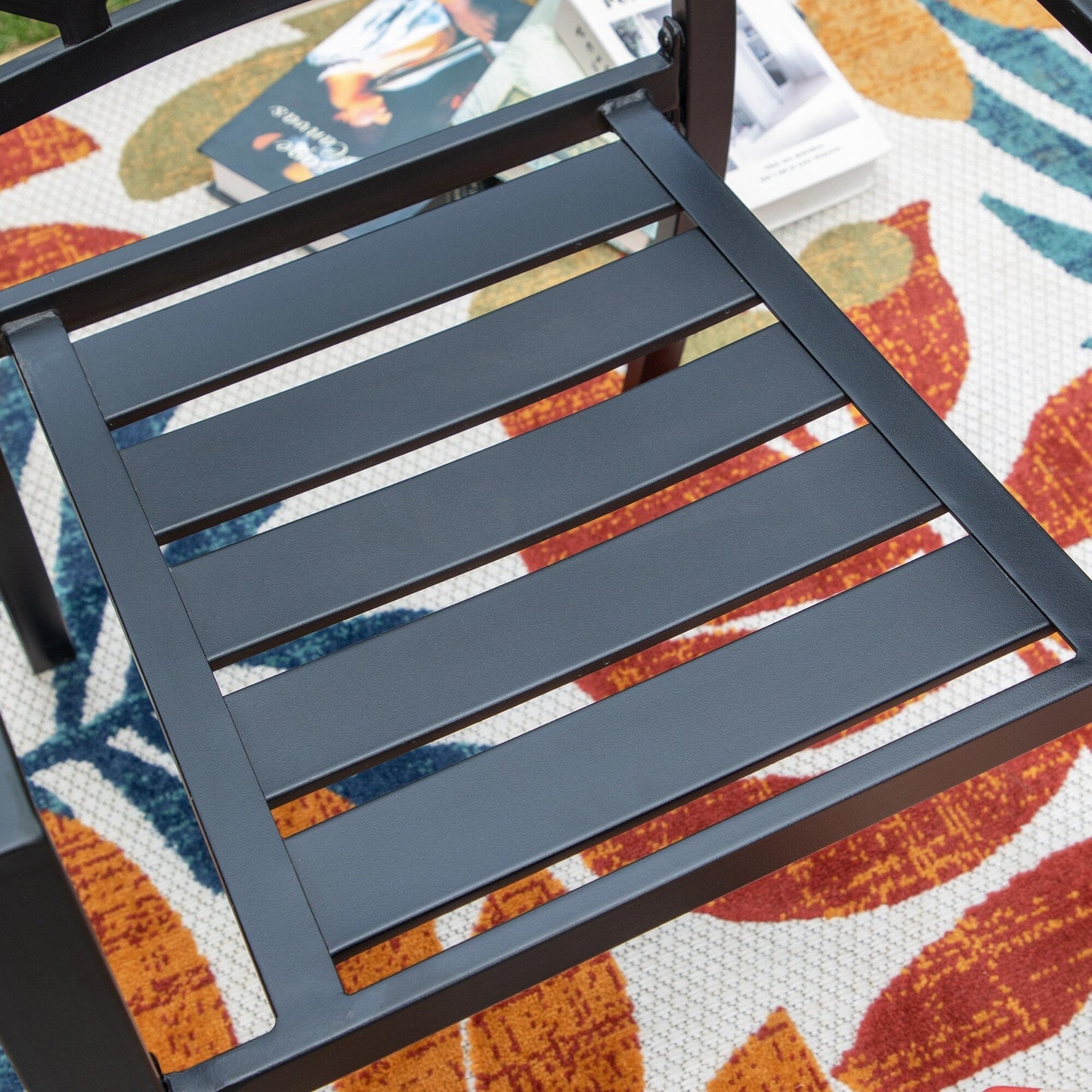 MAISON ARTS Set da pranzo per esterni con sedie impilabili in acciaio e tavolo estensibile