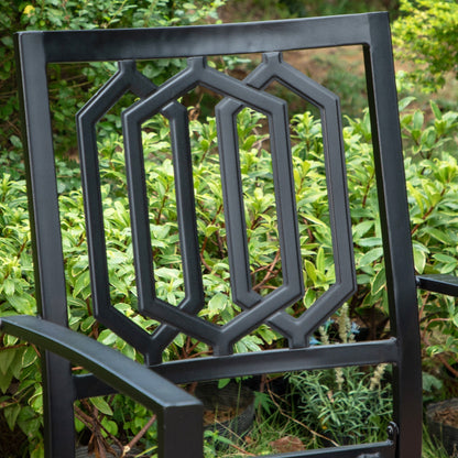 MAISON ARTS Set da pranzo per esterni con sedie impilabili in acciaio e tavolo estensibile