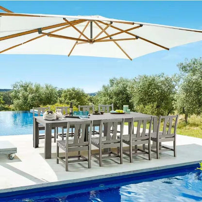 Set da pranzo versatili per esterni con sedie girevoli/pieghevoli e tavolo con doghe in acciaio e set da pranzo in HDPE per giardini e patii