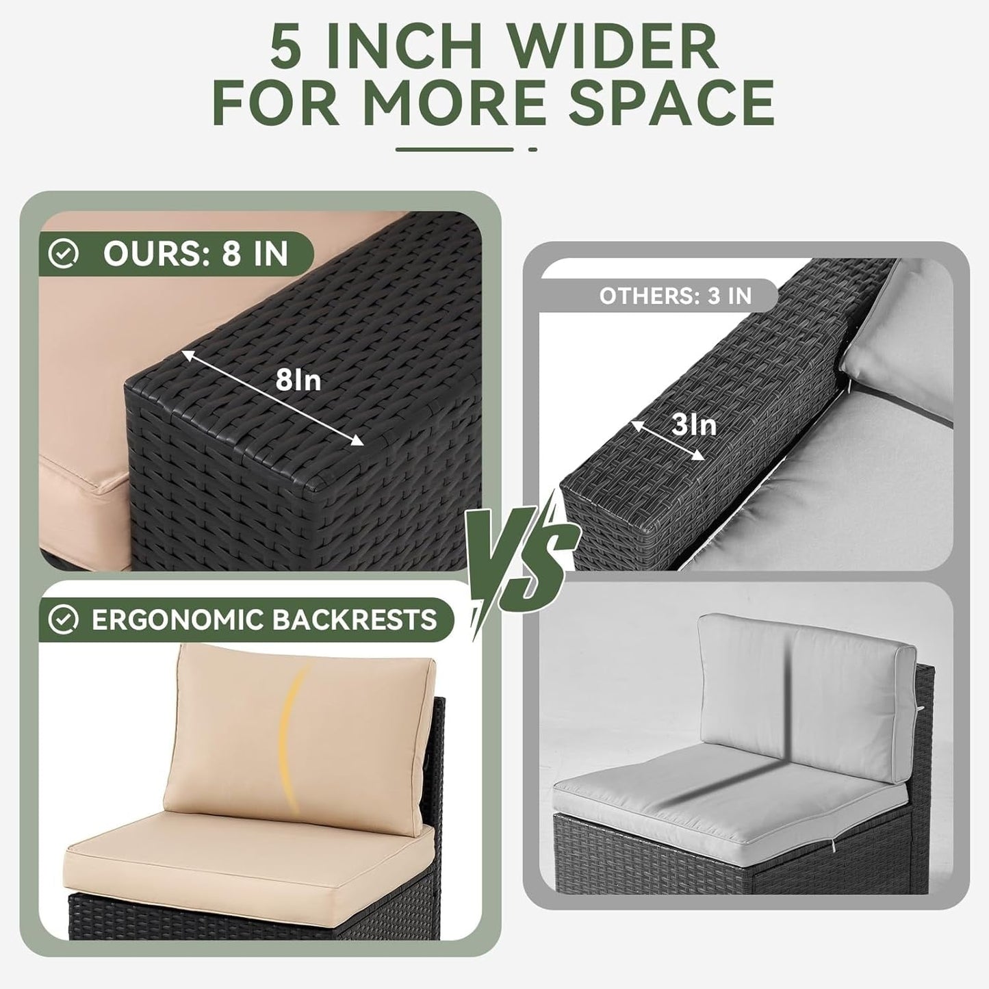 Set di mobili da giardino per esterni con cuscino spesso 4 pollici