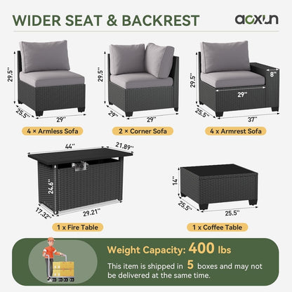 Set di mobili da giardino per esterni con cuscino spesso 4 pollici