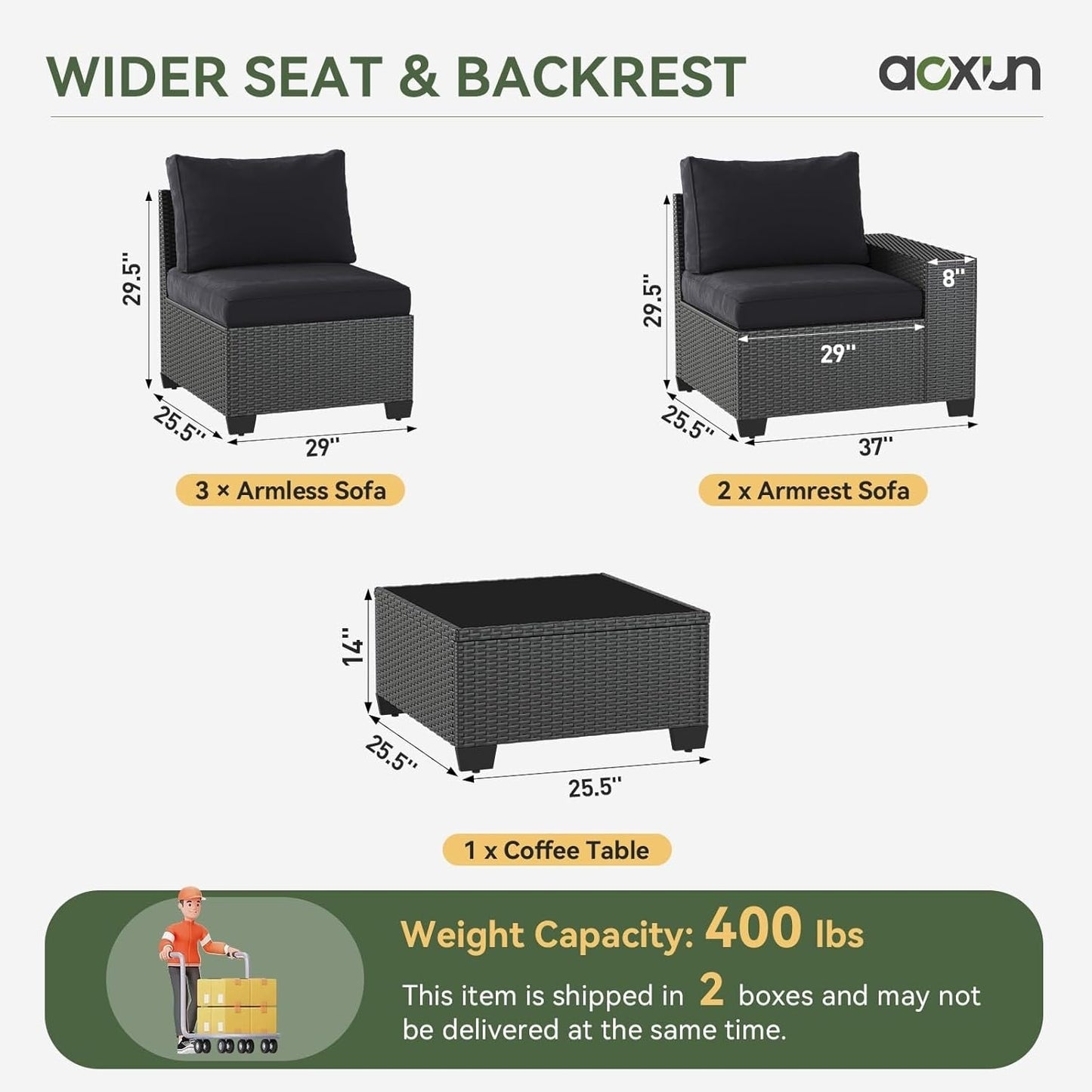 Set di mobili da giardino per esterni con cuscino spesso 4 pollici