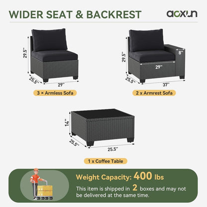 Set di mobili da giardino per esterni con cuscino spesso 4 pollici