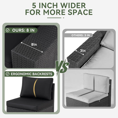 Set di mobili da giardino per esterni con cuscino spesso 4 pollici