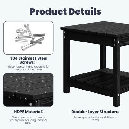 Set da conversazione per patio esterno in HDPE, 2 poltrone e tavolino doppio, cuscini rimovibili inclusi