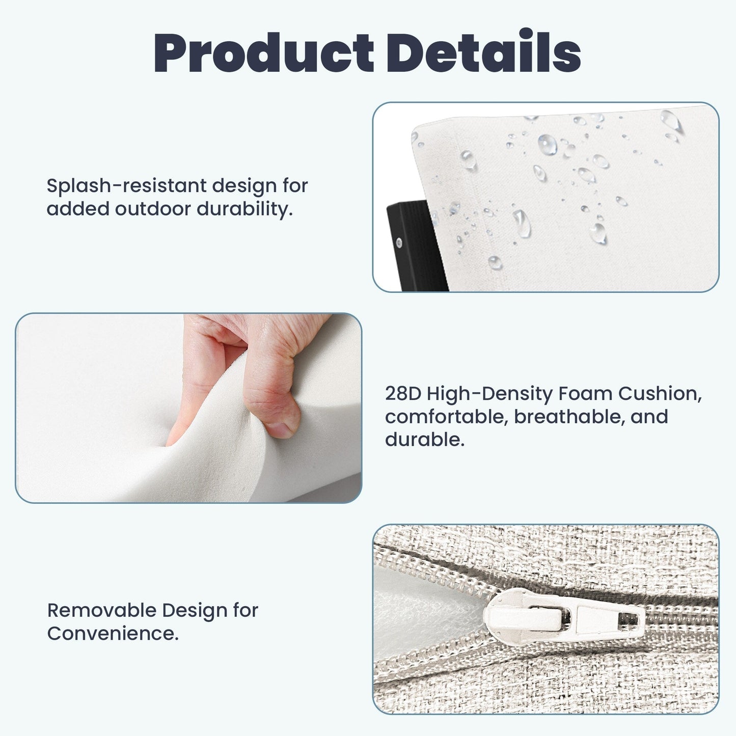 Set da conversazione per patio esterno in HDPE, 2 poltrone e tavolino doppio, cuscini rimovibili inclusi