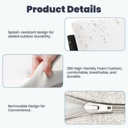 Set da conversazione per patio esterno in HDPE, 2 poltrone e tavolino doppio, cuscini rimovibili inclusi