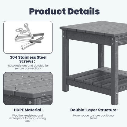 Set da conversazione per patio esterno in HDPE, 2 poltrone e tavolino doppio, cuscini rimovibili inclusi